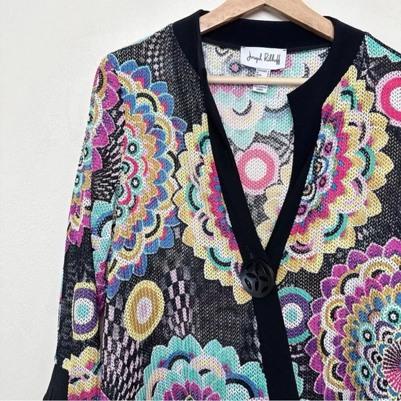 Joseph Ribkoff Womens Cover Up 8 Kimono Open Knit Multicolor Jacket - Picture 6 of 15
